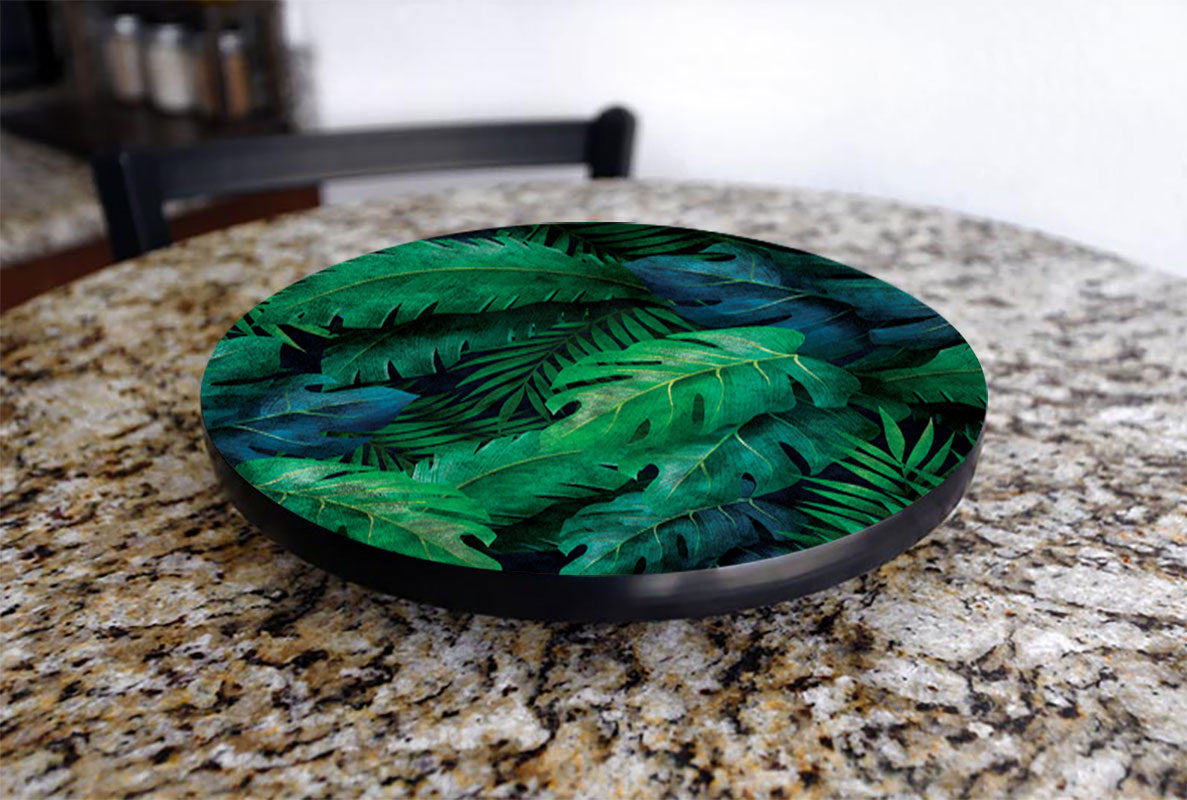 Lazy Susan - Green Tropical Leaves - 3 Different Sizes - For Kitchen Table Top