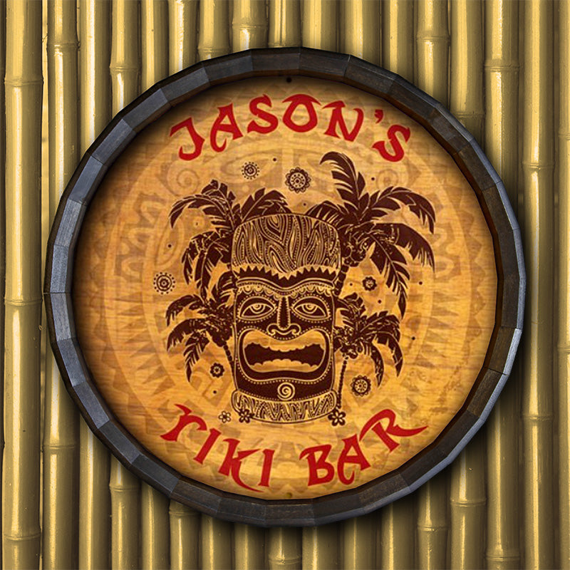Tiki Bar Barrel Top Tavern Sign