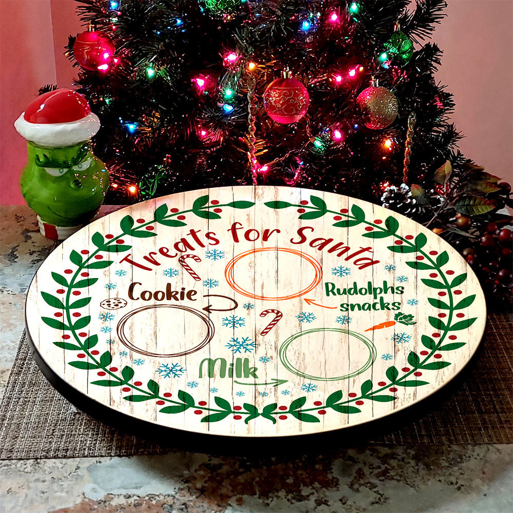 Treats for Santa Full Color Christmas Themed Lazy Susan - Size Options