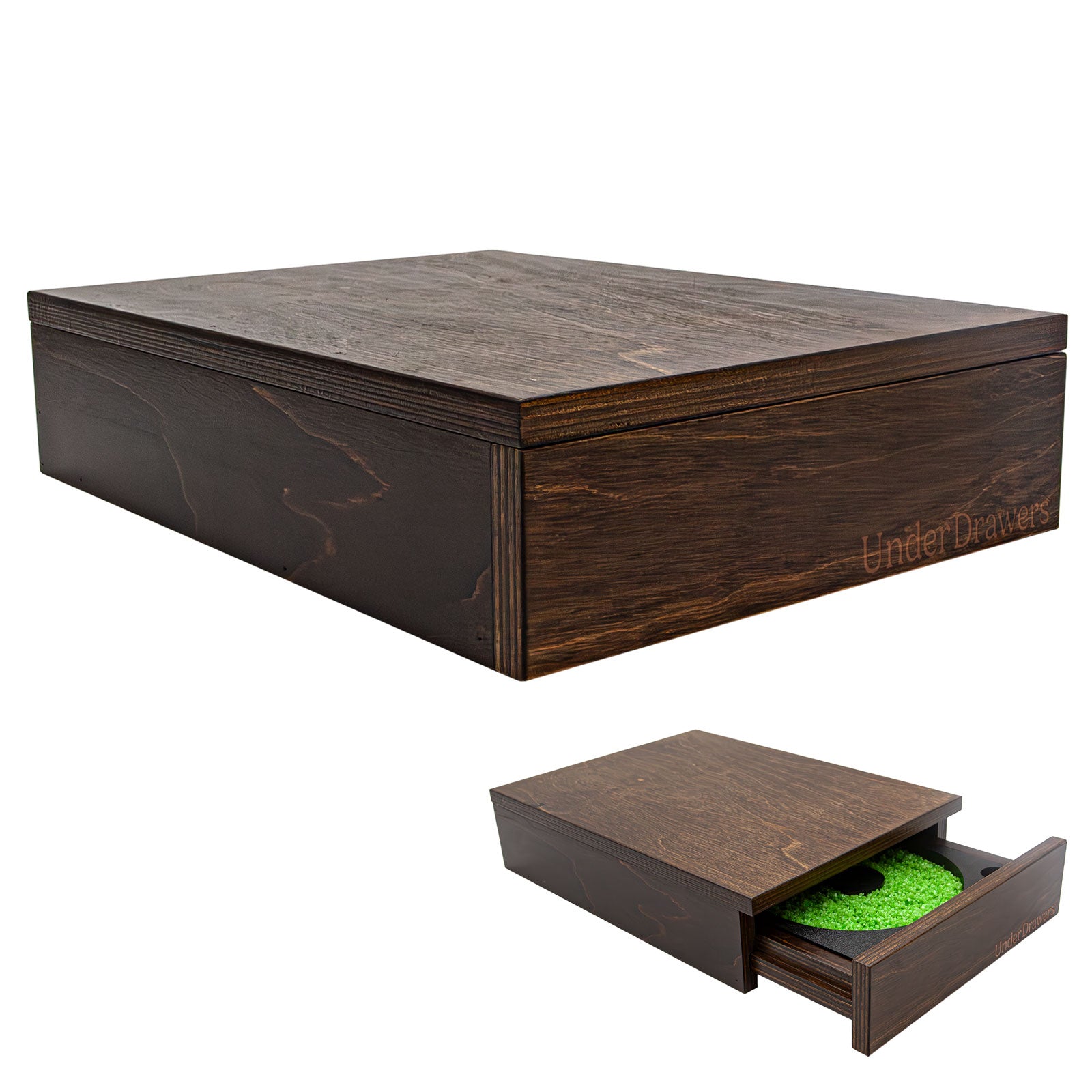 UnderDrawers™ - Undermount Salt Rim Drawer For Bar - Dark Walnut Stain