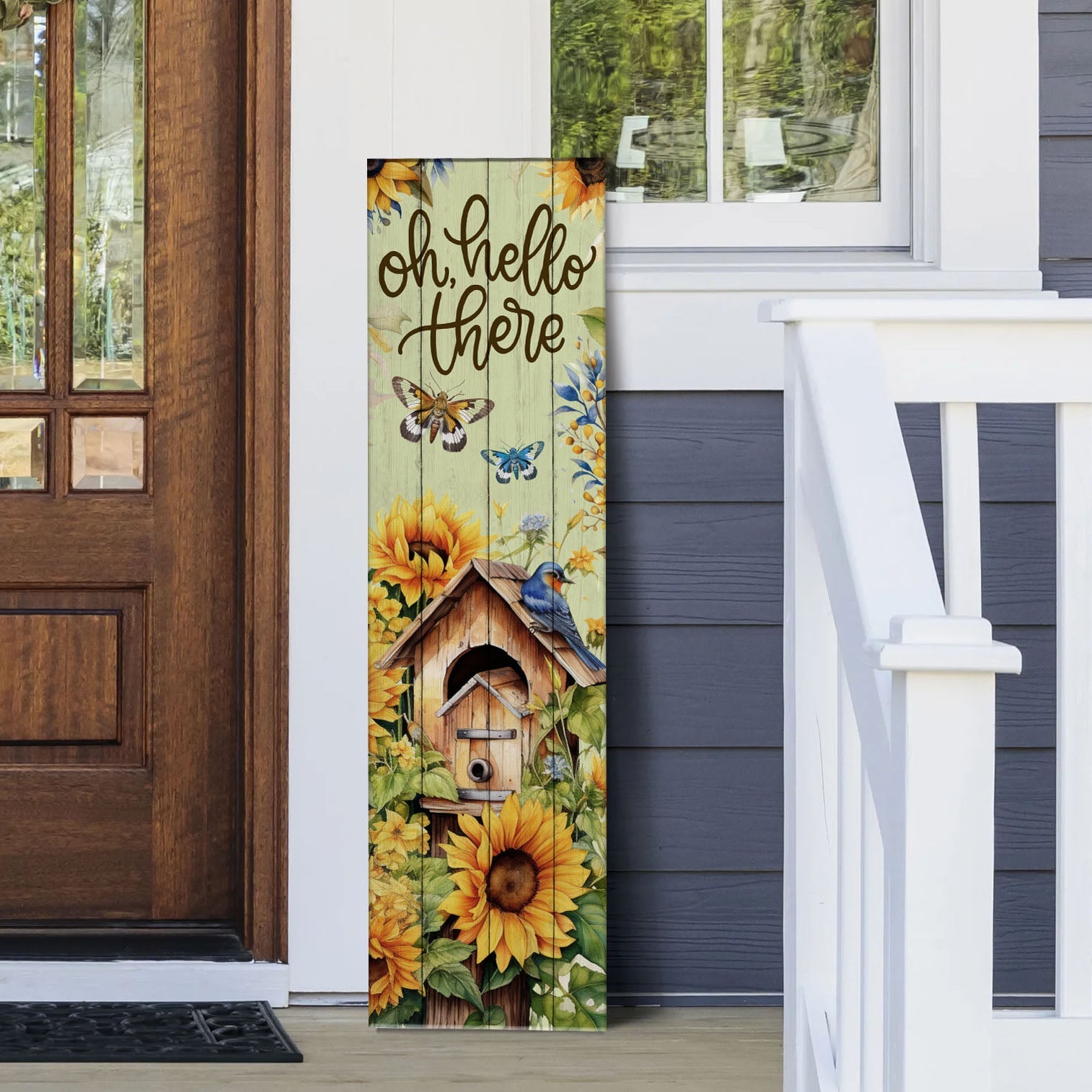 Vertical Porch Sign / Oh Hello There Collection Porch Signs sunflower birdhouse