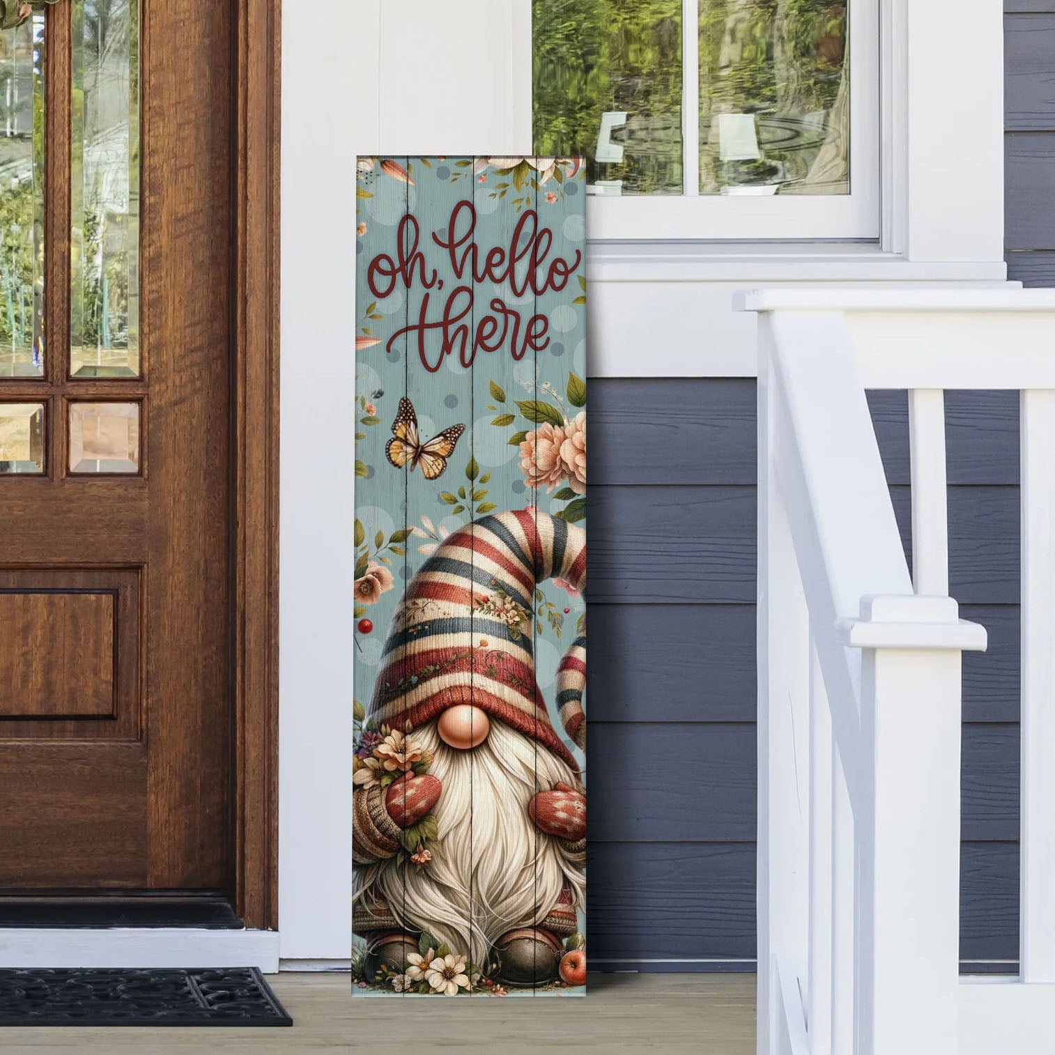 Vertical Porch Sign / Oh Hello There Collection Porch Signs - cute gnome