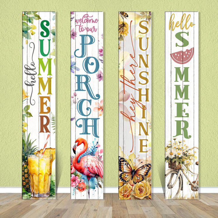 Vertical Porch Sign / Summer Collection Porch Signs / 8x46 Wooden Signs / Design Options