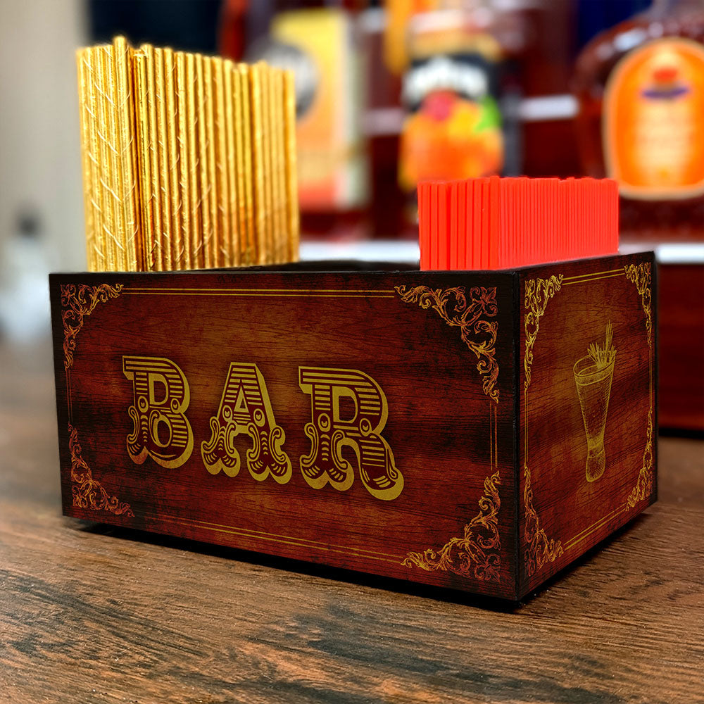 Vintage Bar Wood Napkin Caddy
