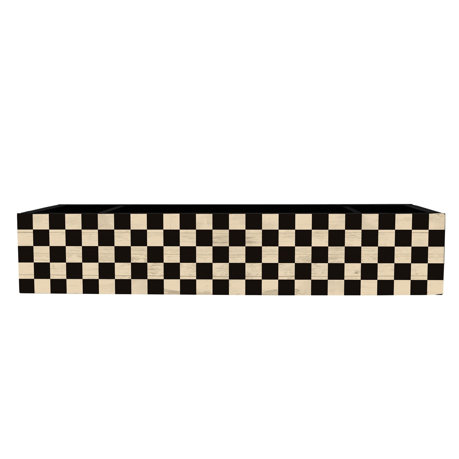 Wooden Condiment Caddy - Black Checkerboard