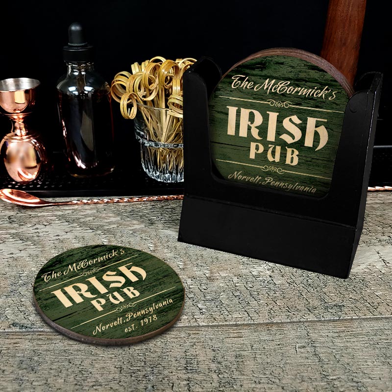 Wooden Round Coasters - Customizable - Irish Theme - Set of 4